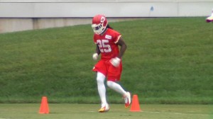 Sept. 18, 2014; Kansas City, MO; Chiefs RB Jamaal Charles  going through individual drills during practice. Credit: Nick Jacobs, TWC SportsChannel