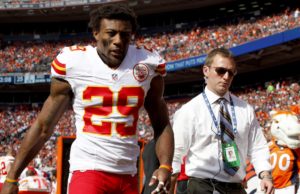 Kansas City Chiefs strong safety Eric Berry (29) walks off the field during the second half of an NFL football game against the Denver Broncos, Sunday, Sept. 14, 2014, in Denver. (AP Photo/Joe Mahoney)