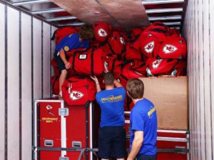July 22, 2015; Kansas City, MO; Equipment staff members pack a semitruck at the Chiefs training facility for the move to training camp. Photo used with permission from Chiefs PR. Credit: KCChiefs.com 