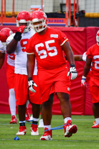 June 14, 2016; Kansas City, MO; Chiefs rookie guard Garrick Mayweather (65) during mandatory minicamp at the team's training facility. (Rex Wolf/The Topeka Capital-Journal)