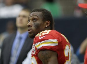 Sept. 13, 2015; Houston; Kansas City Chiefs safety Eric Berry (29) on the sidelines during the second half against the Texans at NRG Stadium. (AP Photo/David J. Phillip)